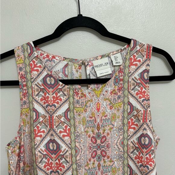 Rachel Zoe 100% Linen A-Line Aztec Printed Tank Dress - Size S - Picture 4 of 7